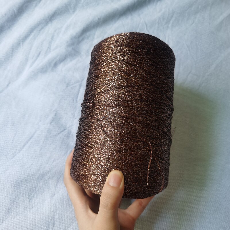 Hilo de ganchillo para tejer a mano, hilo fino hueco, oro, plata, seda brillante, metalizado, hilo aguja, artesanal, bolsa de oso hecho a mano, 500g: brown 500g