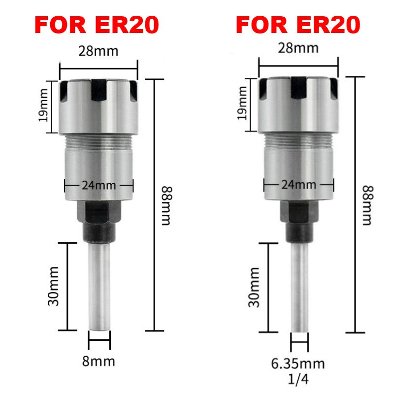 Router Collet Extension Chuck Rod Engraving Machine Extension Rod with Spring Collet Set for CNC Milling Lathe Tool