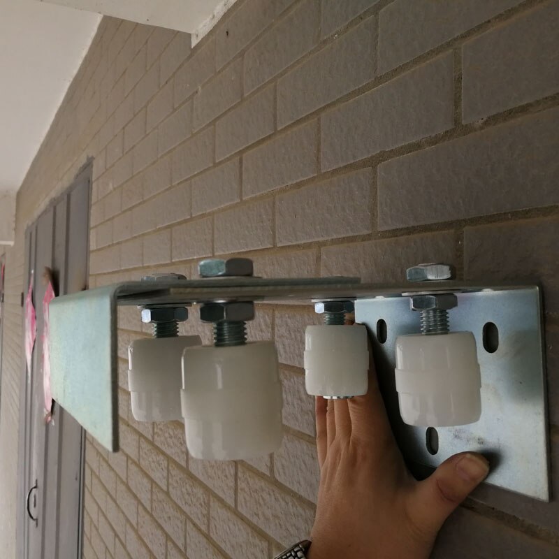 Slide Gate Door Guide Roller L Rear Post Bracket Heavy Duty Adjustable Dual Nylon Roller: white color