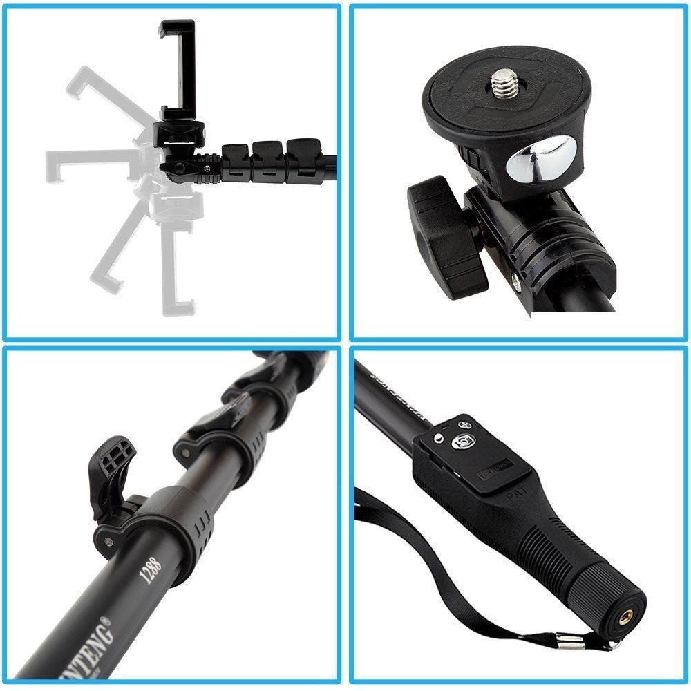 Yunteng YT 1288 Selfie Stick z wyciągnikiem z Bluetooth zdalna migawka smartfony klip Monopod
