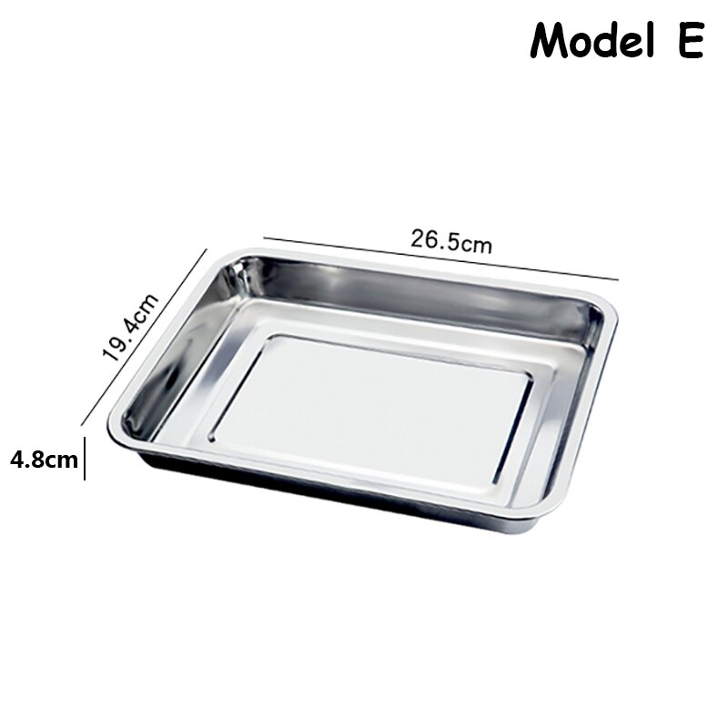 Stainless Steel Plate Food Tray BBQ Dishes Platos Dinner plates Vajilla Kitchenware Steamed Food Plate Baking Pan Food Container: Model E