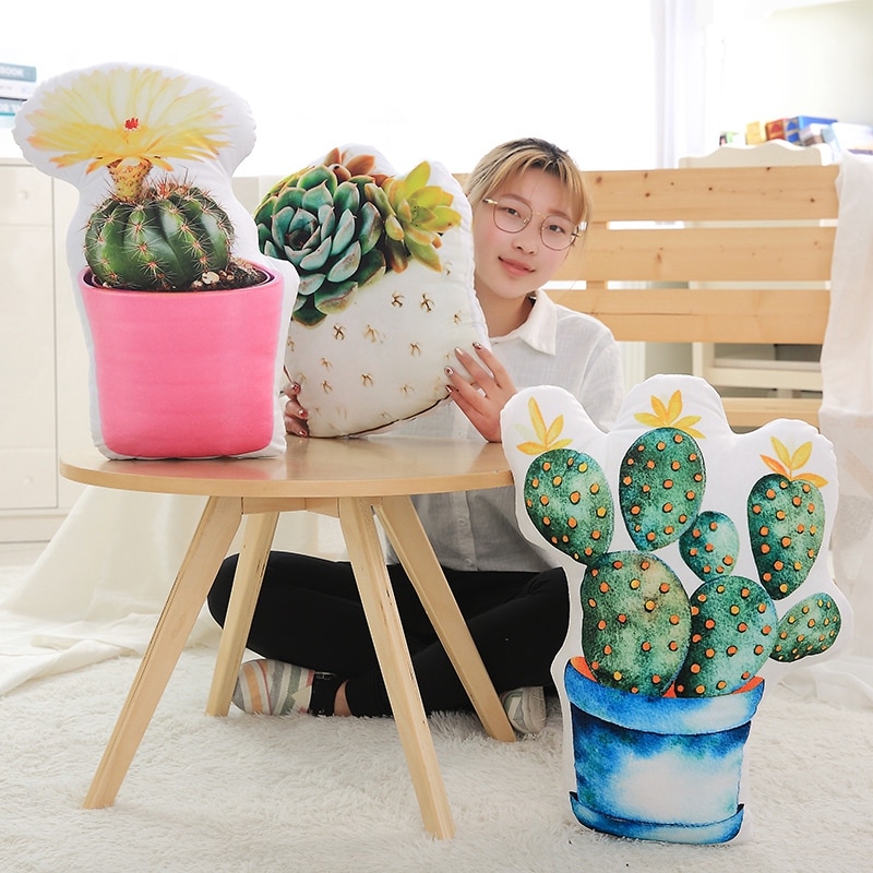 Planten Vormige Pluche Kussen Sofa Stoel Rij Decor Bloeiende Bal Cactus Aloë Goniopora Involucrata Vrienden Ht