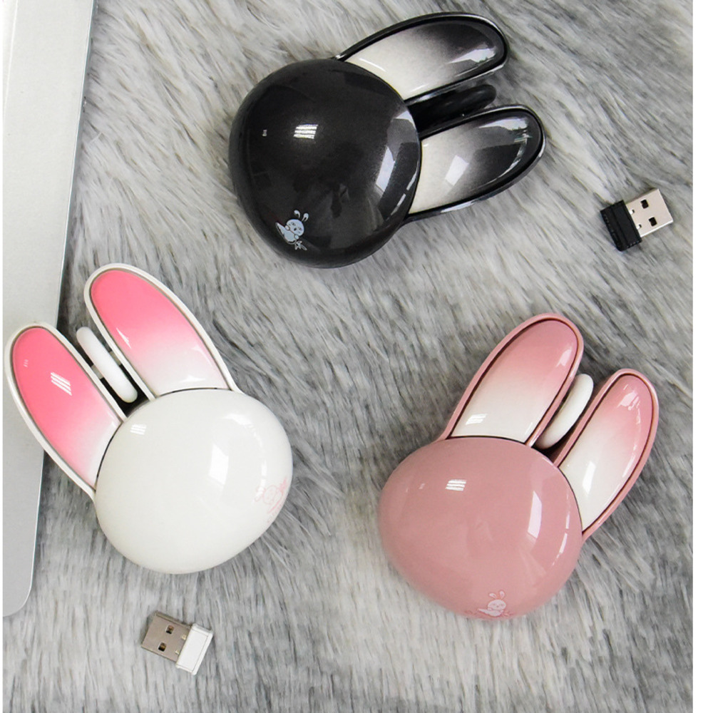 Bluetooth+2.4G Dual-Mode Bluetooth Wireless Mouse Cute Rabbit Shape Kawaii Gaming Mouse For PC Laptop Mute Mause Girls
