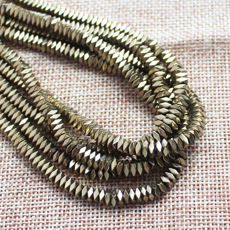Cuentas sueltas de hematita Natural, abalorios brillantes con facetas, 2x1/2x3/2x4mm, para fabricación de joyas DIY