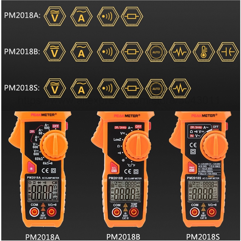 Handheld Smart DC/AC Digital Clamp Meter Multimeter 6000 count Anti-burn High Precision Ammeter Measurement Tester