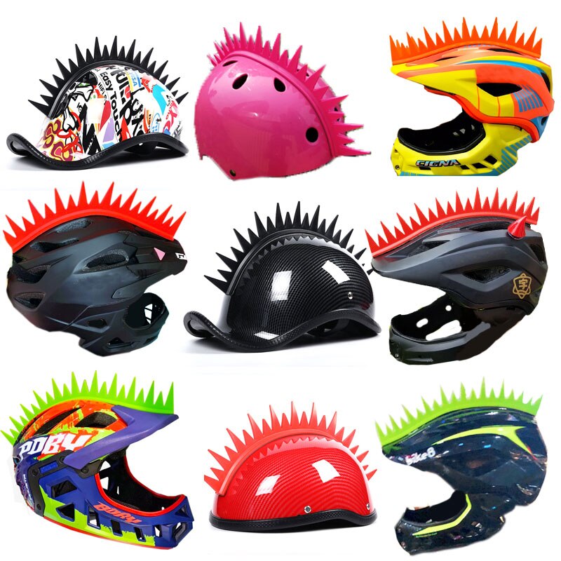 DIY Motorrad Helm Dekor Punk Haar Bunte Hahnenkamm Silikon Aufkleber Moto-Cross Volle Gesicht aus Straße Helme Für Cosplay Partei
