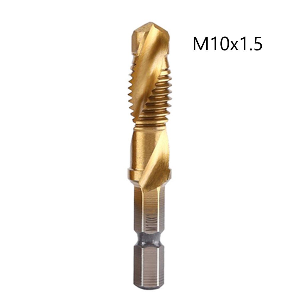 Hex Shank Titanium Plated HSS Screw Thread Metric Tap Drill Bits Screw Machine Compound Tap M3 M4 M5 M6 M8 M10 Hand Tools: L