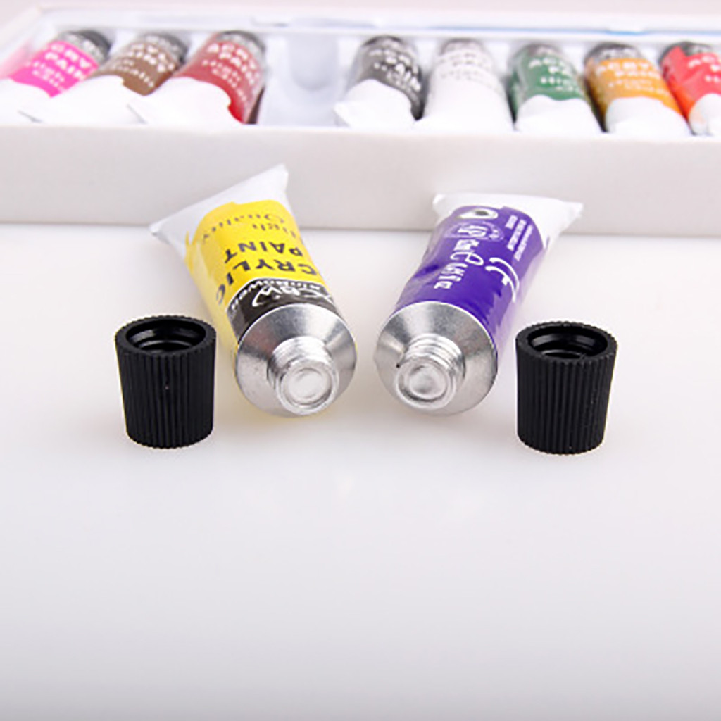 12 Ml 12 Kleur Professionele Acryl Verf Set Hand Geschilderde Muur Verf Buizen Kunstenaar Tekenen Schilderen Pigment Gratis Borstel # J