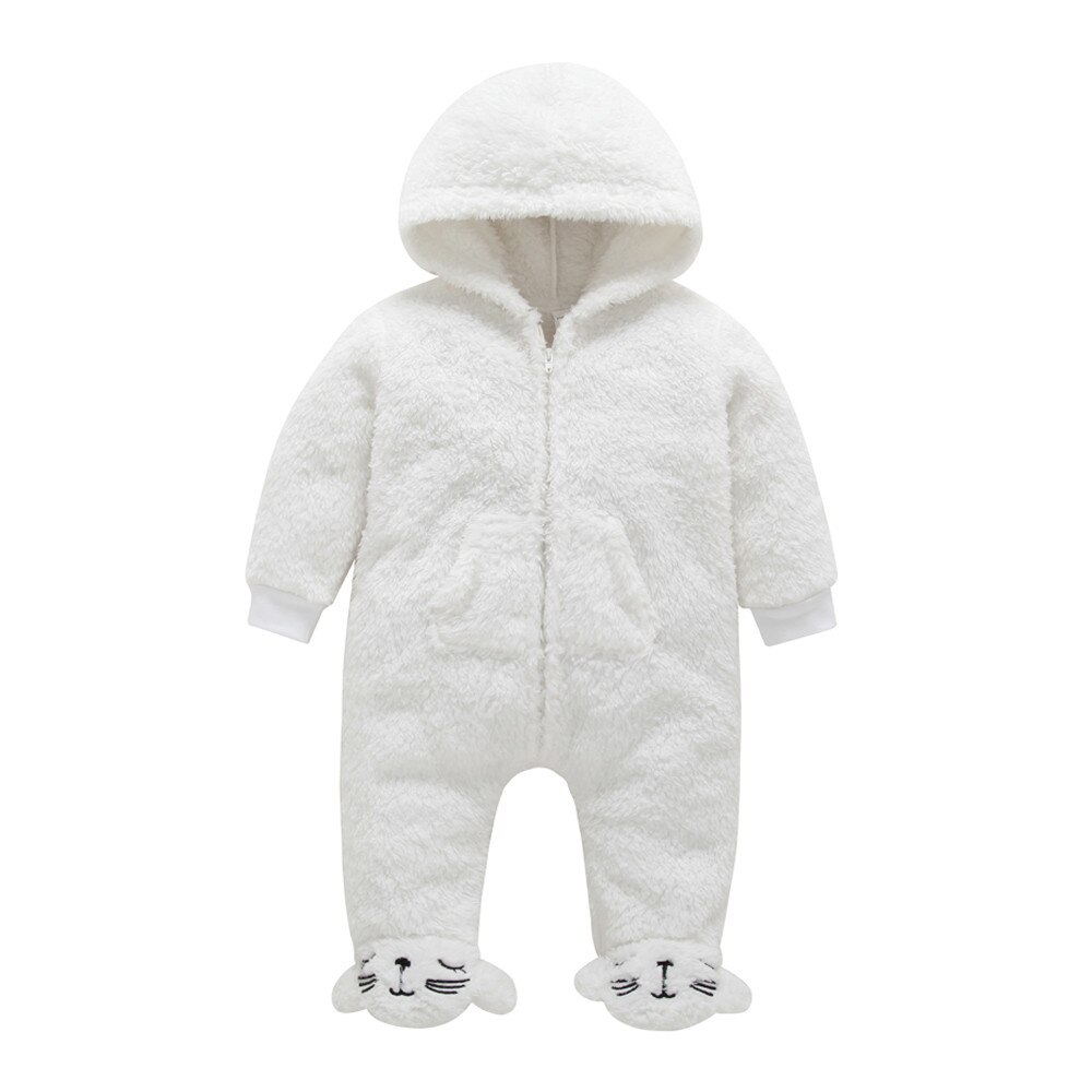 Baby Footies Neugeborenen Baby Junge Mädchen Mit Kapuze Karikatur Flanell Strampler Gesamt Warme Kleidung Kleinkind freundlicher Kleidung Footies: 0-3 Months
