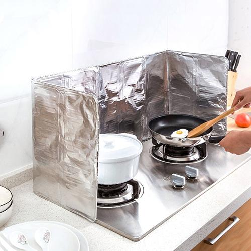 1Pc Adjustable Light Weight Silver Home Kitchen Oil Block Board Heat Resistance Aluminum Foil Anti oil Splash Baffle Easy to Use