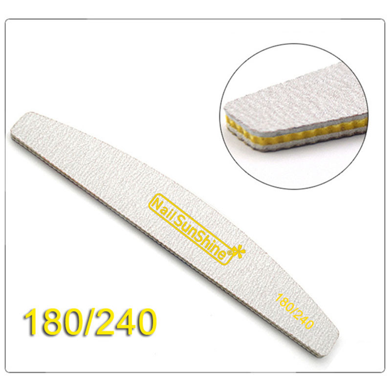 Limas de uñas profesionales, papel de lija fuerte y grueso 100/180, pulidor para manicura, lijado de media luna, lima de uñas,: YELLOW
