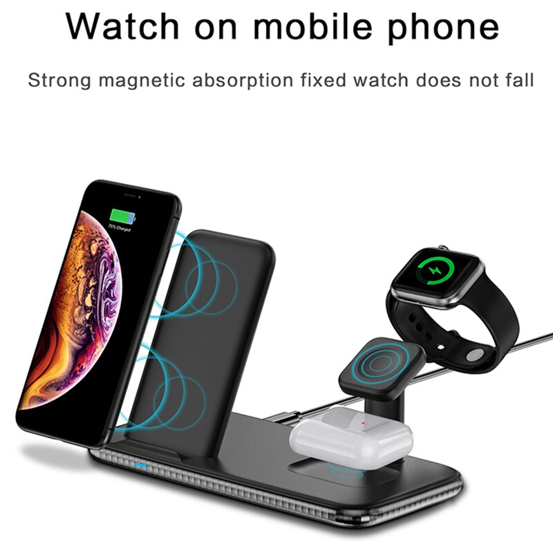 15W 3 In 1 Qi Draadloze Oplader Stand Voor Iphone 11X8 Samsung S20 Snel Opladen Dock Station voor Apple Horloge 5 4 3 Airpods Pro