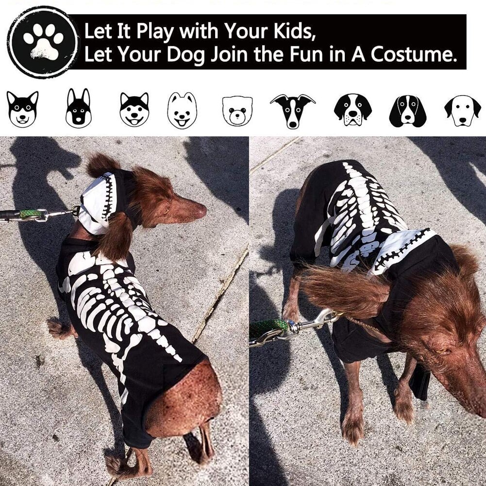 Halloween Party Horror Skeleton Pet Dog Cat Jumpsuit Cosplay Costume Dress Up Kitten Puppy Clothing Pet Apparel