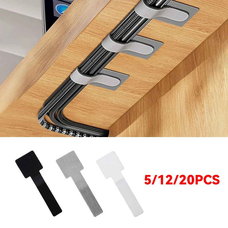 Bridas para cables reutilizables, organizador de cables de sujeción, soporte para cuerda, correas organizadoras de cables ajustables autoadhesivas, gestión de escritorio
