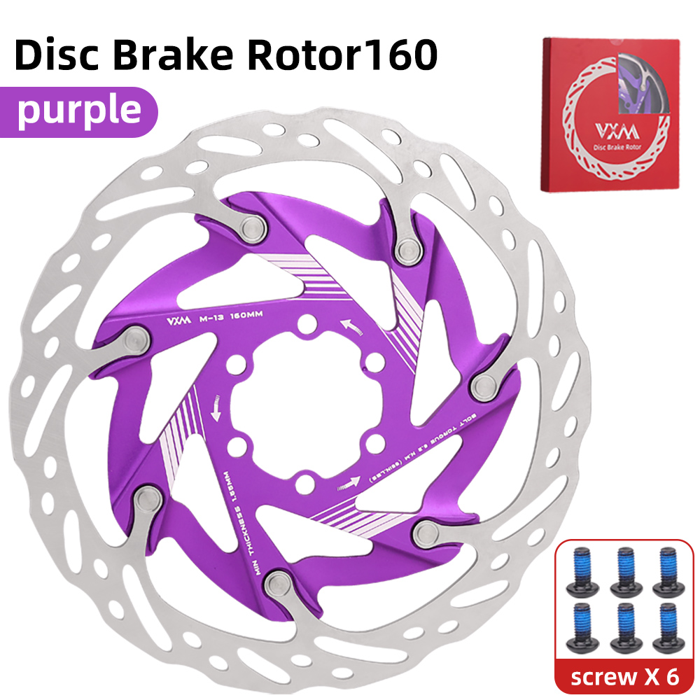 VXM Bicycle 6 Bolt Floating Disc Brake Pads Aluminum Allo 160mm Cooling Disc Heat Dissipation Down Hill Floating MTB Brake Rotor