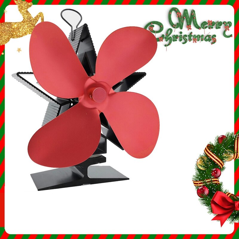 Kerst open haard 4 bladen warmte aangedreven kachel ventilator houtkachel open haard ventilator efficiënte warmteverdeling