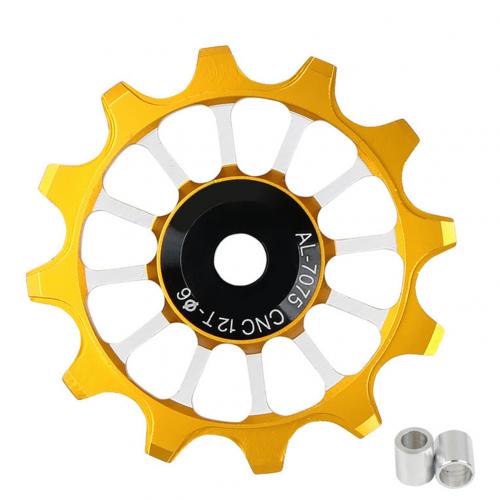12T Road Bike Guide Roller Idler 6mm MTB Bicycle Rear Derailleur Wheel Pulley: Golden