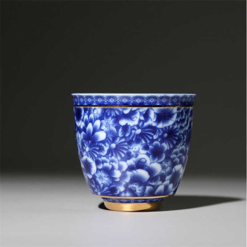Kinesiska jingdezhen blått och vitt porslin tekopp liten teskål keramisk tekopp kaffe öl vinmugg drinkware