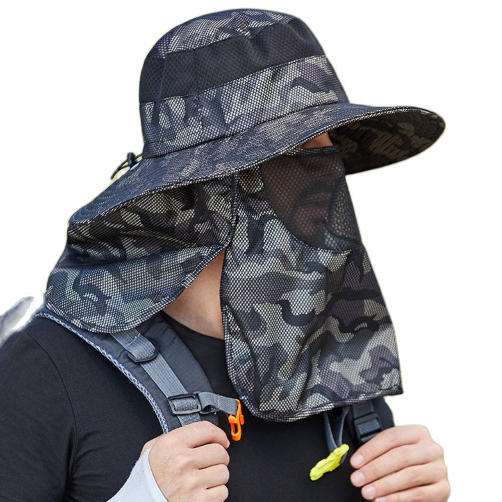 Summer Sun Hats Men Camouflage Large Bucket Cap Foldable Breathable Anti UV Sun-proof Hats outdoor Hiking Camping Fishing Cap