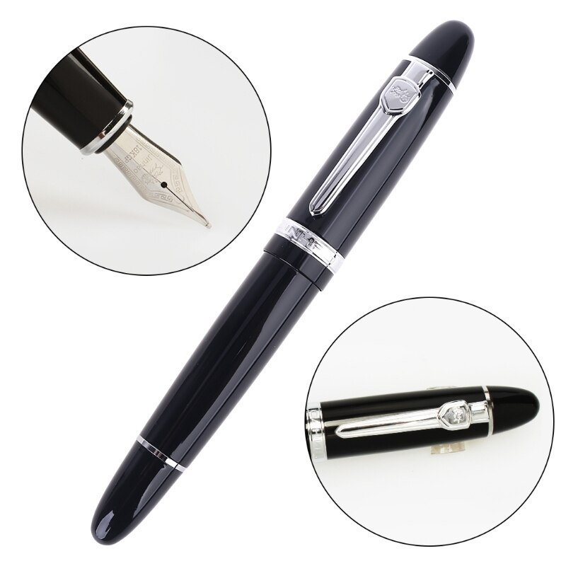 Le tout nouveau stylo plume jinhao 159 noir et argent, plume m épaisse
