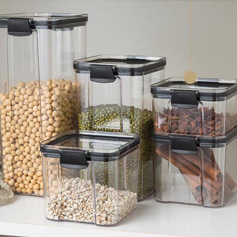 Contenedores de almacenamiento de alimentos, latas herméticas, cajas de almacenamiento de plástico, cajas de almacenamiento de alimentos apilables, tanques de almacenaje para nevera de cocina