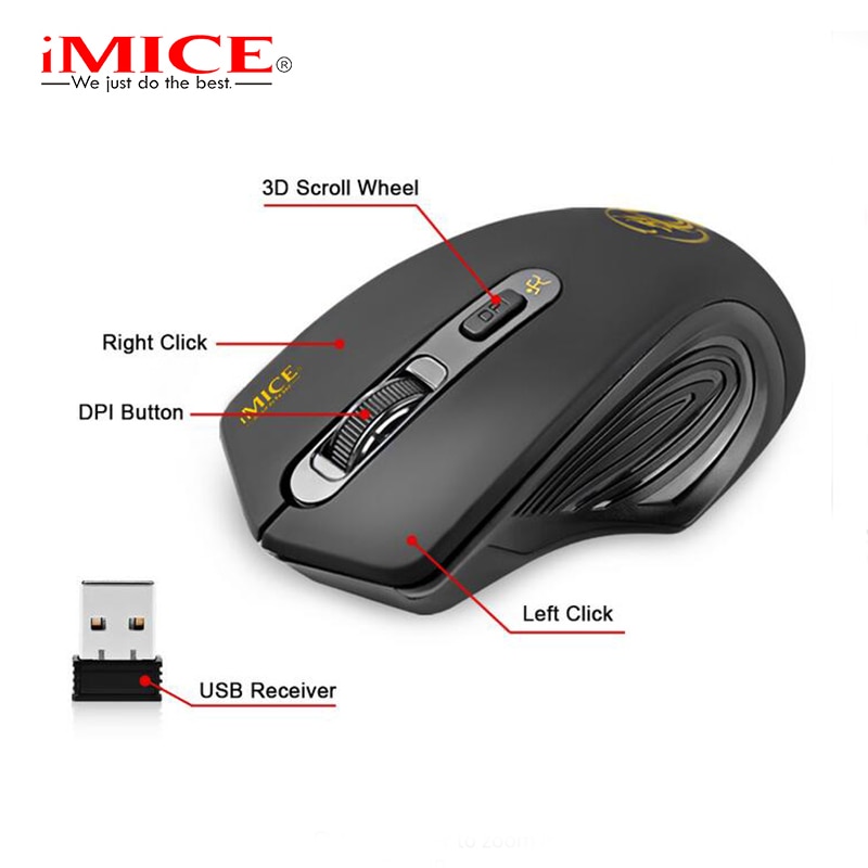 Imice usb draadloze muis 2.4 ghz ergonomische muis voor laptop pc muis 2000 dpi verstelbare usb 3.0 ontvanger optische computermuis