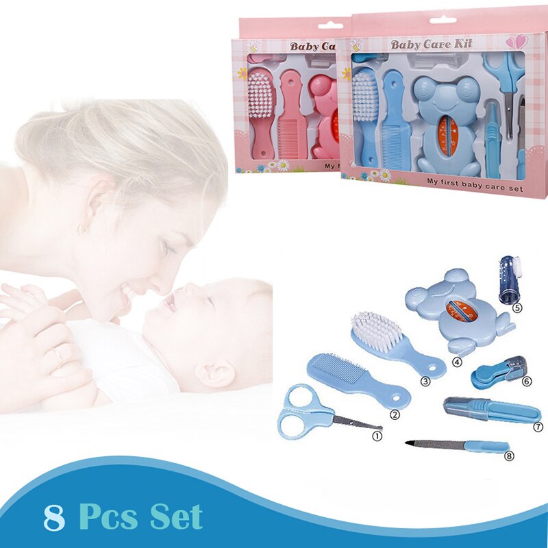 8 Stks/set Baby Kids Nail Haar Gezondheidszorg Thermometer Trimmer Schaar Manicure Pasgeboren Baby Schaar Veiligheid Rvs 25L