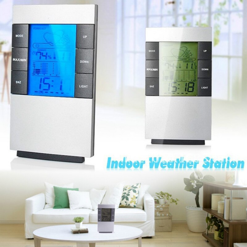 LED Alarm Clock Temperature Thermometer Desk Time Date Display Calendar Hygrometer Humidity Meter Weather Forecast Digital Clock