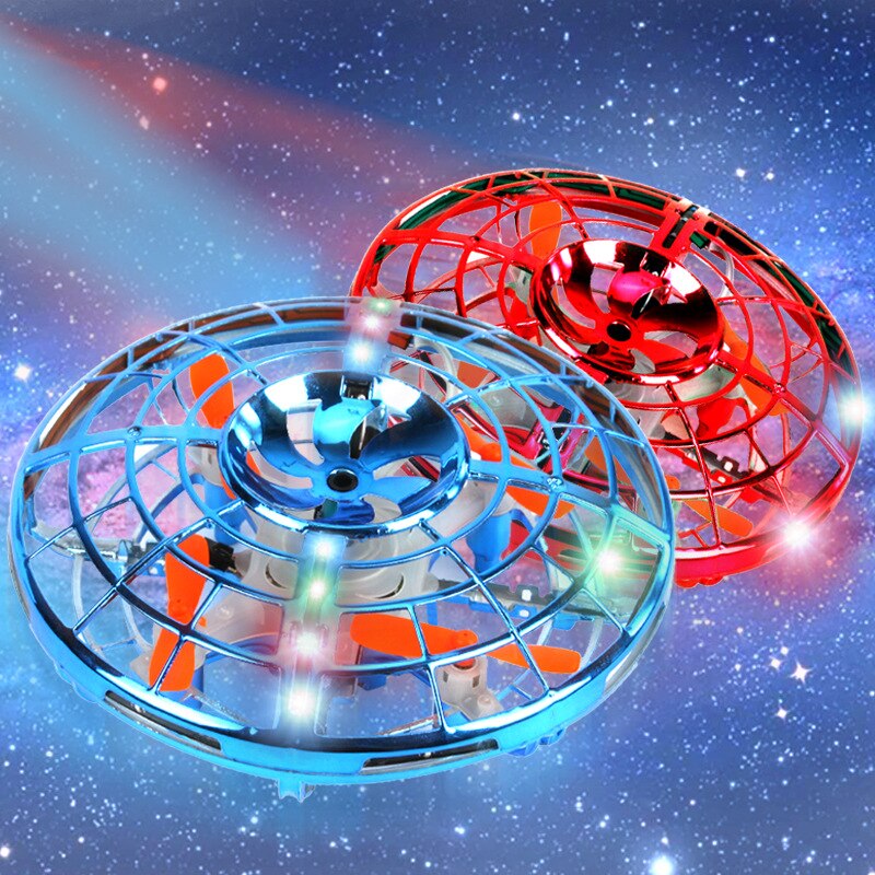 Giocattoli per bambini Blu Indotta Aeromobili Sospensione Ragazzo Giocattolo Luminoso Gyro Flying Saucer Mini Aereo Bambini Amici Regali di Luce Up giocattoli