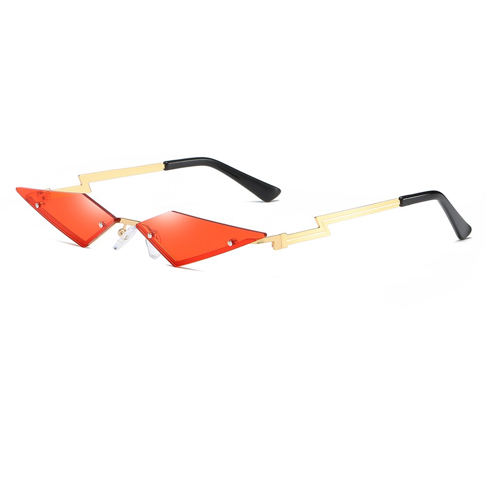 Zonnebril streetwear vleermuisvorm zonnebril dames randloos true film lens  uv400 heren retro vuur vlam: C03