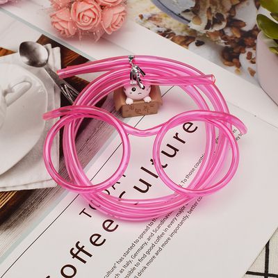 1pcs Funny Soft Plastic Glasses Straw Unique Flexible Drinking Tube Kids Party Bar Accessories Beer Colorful Homebrew: Pink