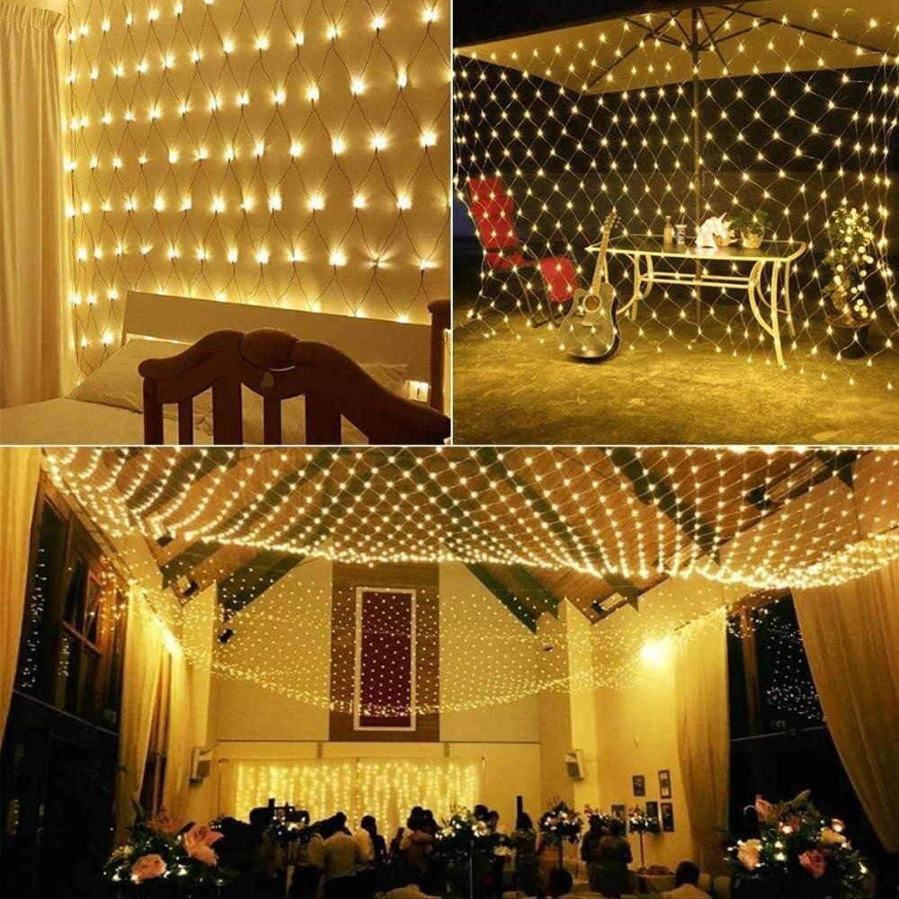 6X4M 3X2M 2X2M Led Net Mesh Fairy String Light Kerst Guirlande gordijn Fairy Light Wedding Party Licht