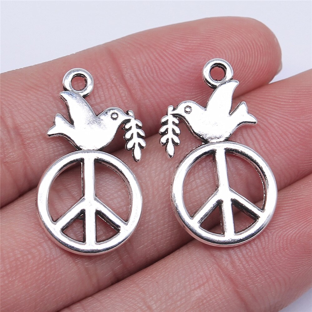 40pcs Peace Charms Pendant Antique Silver Color Peace Symbol Charm Pendants Jewelry Accessories DIY Peace Sign Charms: B12886-28x16mm