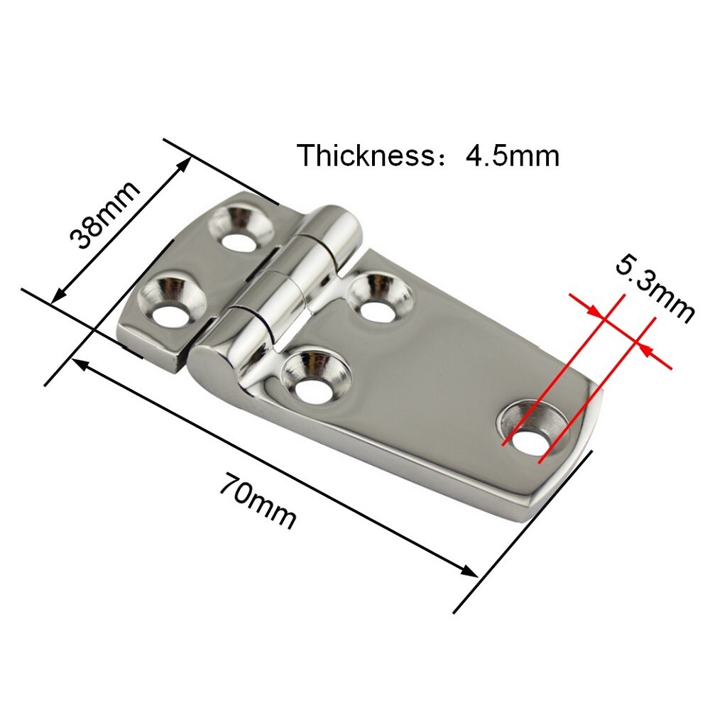 2PCS 316 Stainless Steel Boat Short Side Hinge With 5 Holes 57mm 70mm Heavy Duty Marine Short Side Hinges