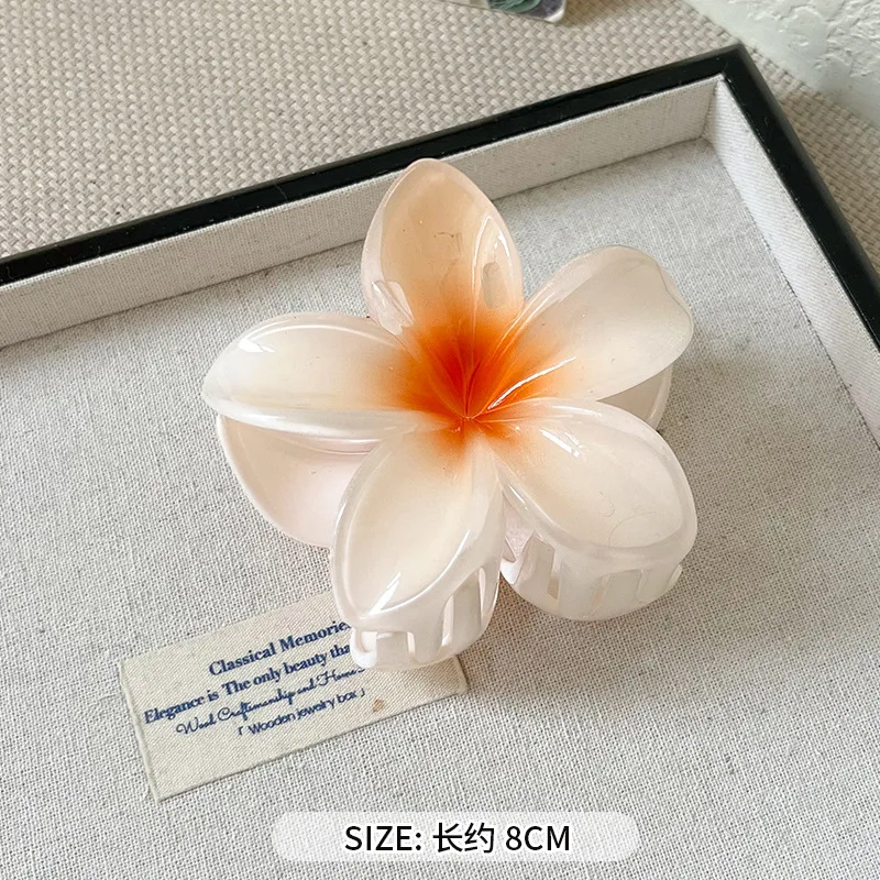 8CM Gradient Large Flower Acrylic Hair Clip For Women Sweet Hair Claws Crab Clamp Barrettes Hawaiian Headwear Accessories: Lavender