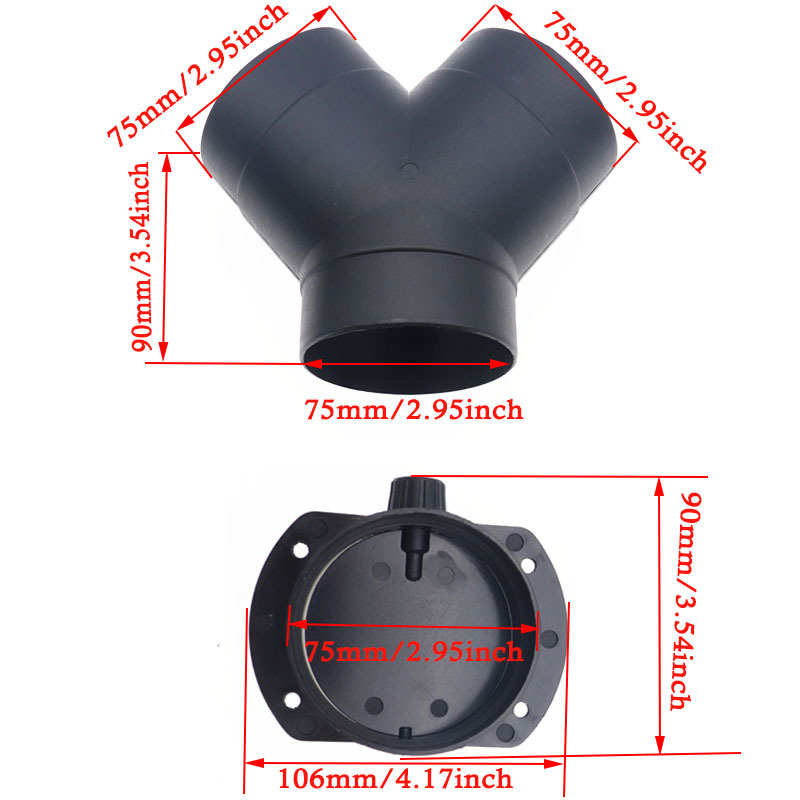 Auto-uitlaatpijp Diesel Standkachel Accessoire Ontluchter Leidingen T/L/Y Stuk Elleboog Pijp Uitlaat Uitlaat Connector Joiner Voor Webasto Voor Eberspaecher Uitlaatpijp Voor Auto's (Kleur : 75mm flat
