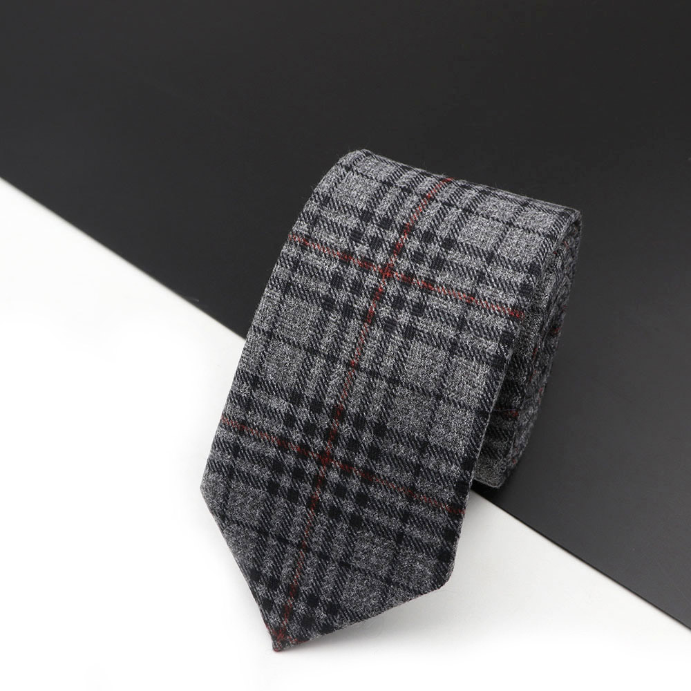 Cravate à carreaux en laine et coton pour homme, vêtement de loisirs, couleur foncée, couleur unie, idéal pour les affaires: 4