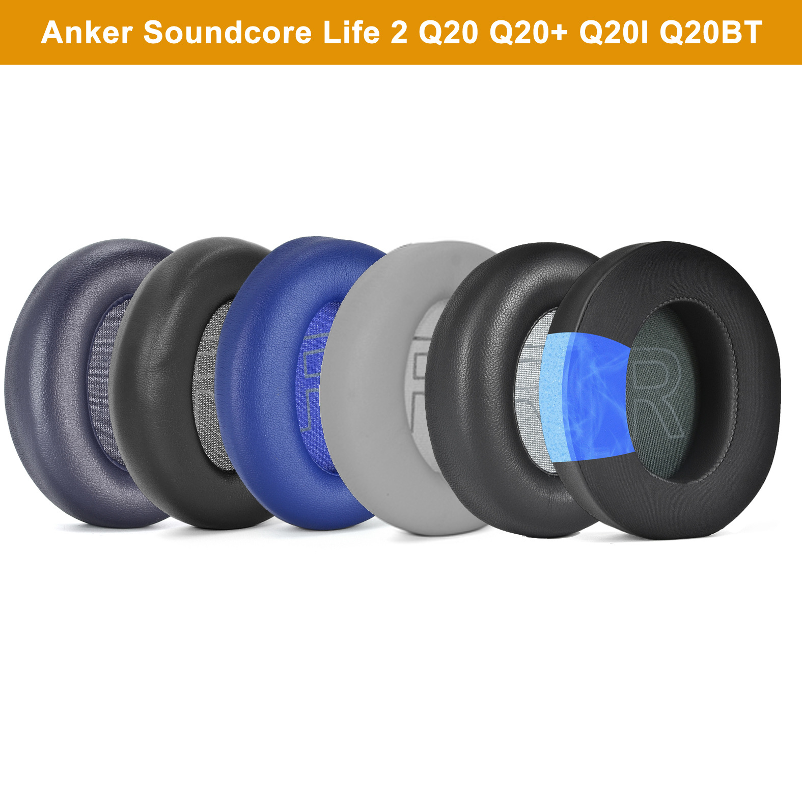 Ersatz-Ohrpolster für Anker Soundcore Life Q20 Q20+ Q20I Q20BT Kopfhörer, Kühlgel-Ohrpolster, Netz-Ärmelpolster, Ohrenschützer
