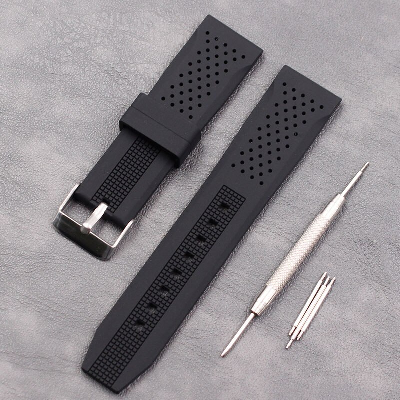 Horloge accessoires heren zachte siliconen band 22mm dames sport casual waterdichte natuurlijke rubberen band gesp: Default Title