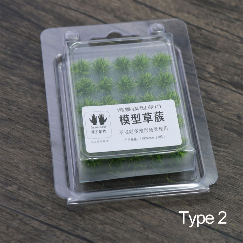 50PCS 5mm Landscape Multi-terrain Sand Table Scene Simulation Model Plant Cluster Miniature Grass Bushes Artificial Grass Tufts: type 2