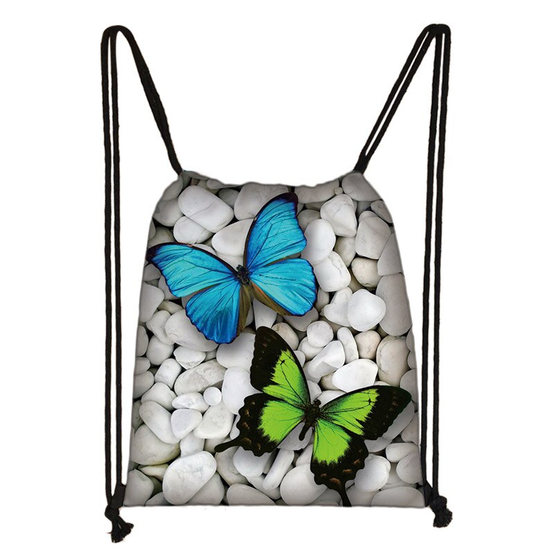 Bella farfalla stampa adolescente ragazze borsa con coulisse zaino zaino Casual giornaliero borse con coulisse borse di stoccaggio: 010