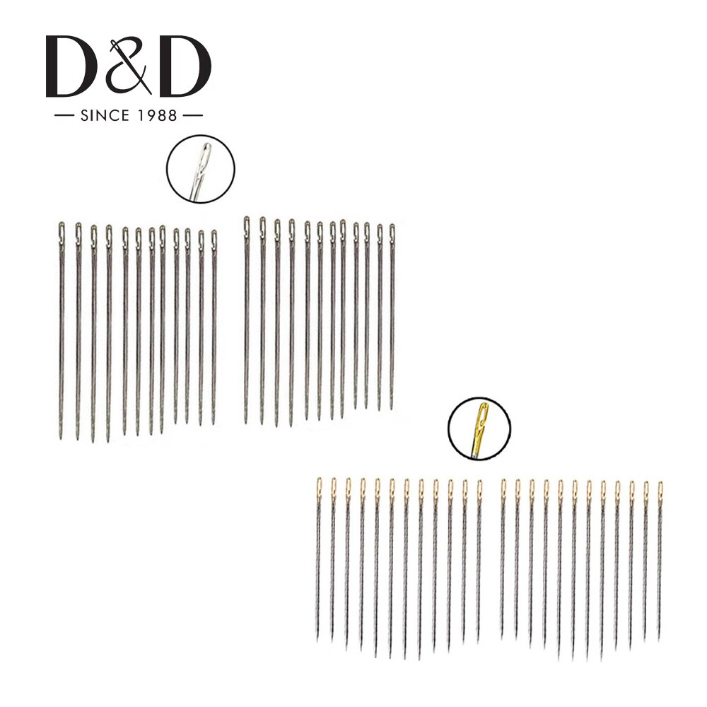 12/24Pcs Self Threading Needles Household Sewing Accessories DIY Tools Double Hole Easy to Thread Handmade Needle