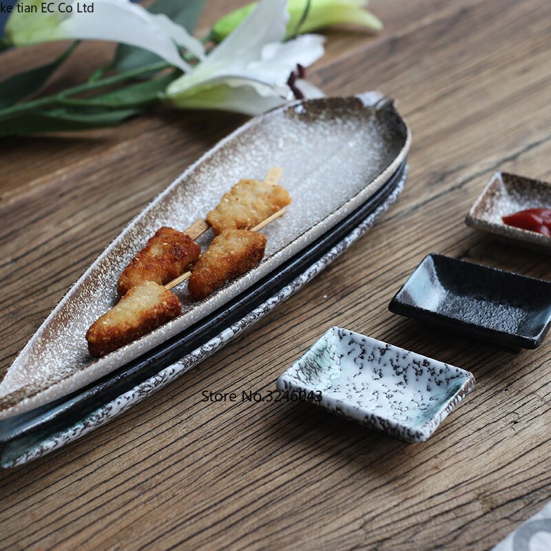 Japanse stijl en wind creatieve keramische plaat 14 inches Sashimi sushi bestek Snack lade Japanse keuken plaat