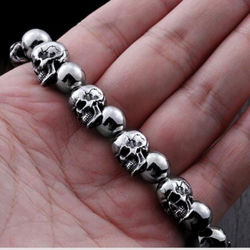 Punk Schmuck Herrschsüchtig Armbinde für Männer Titan Stahl Schädel Temperament Armbinde