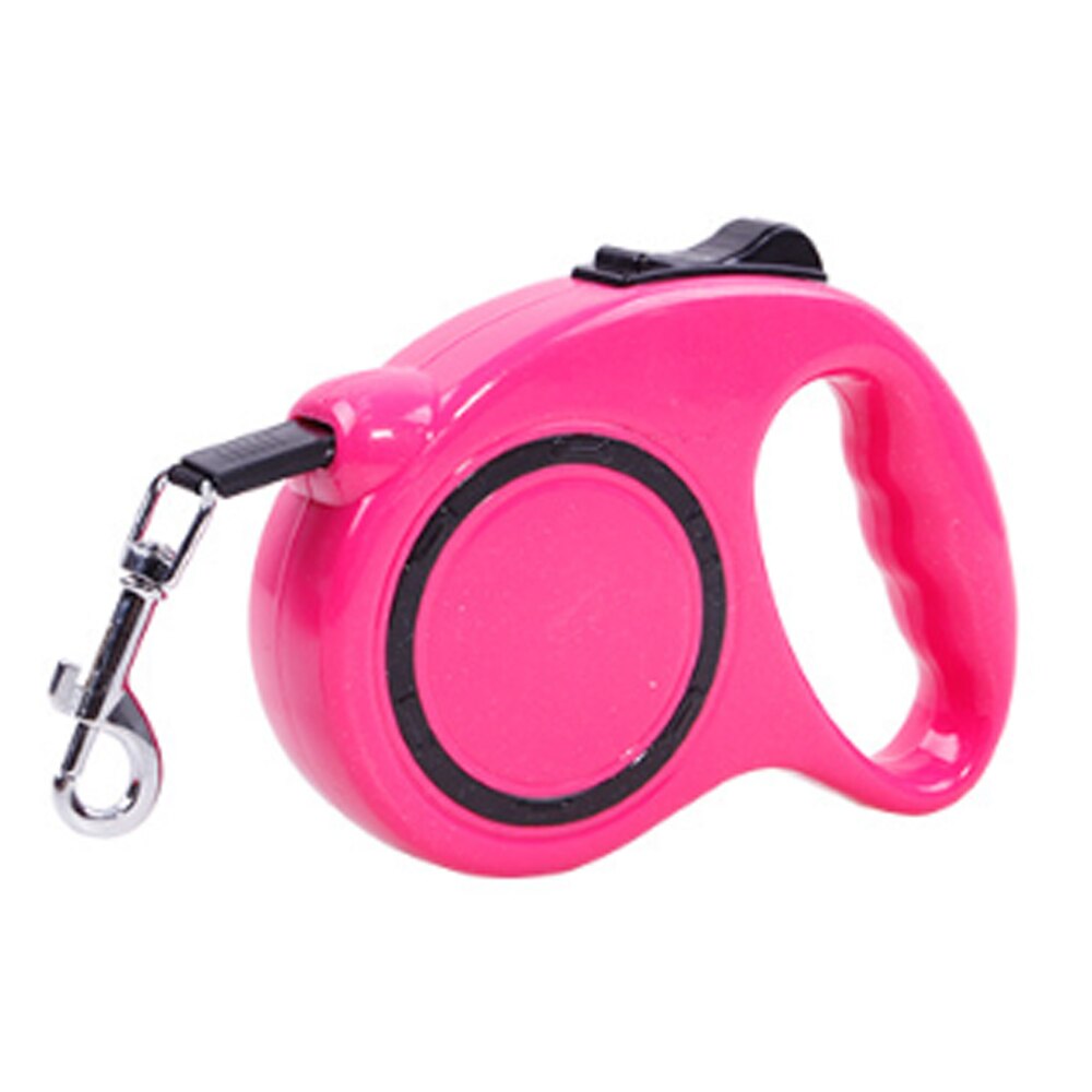 Dog Collars and Leashes Pet Dog Cat Puppy Automatic Retractable Traction Rope Walking Lead Leash: ROSE RED