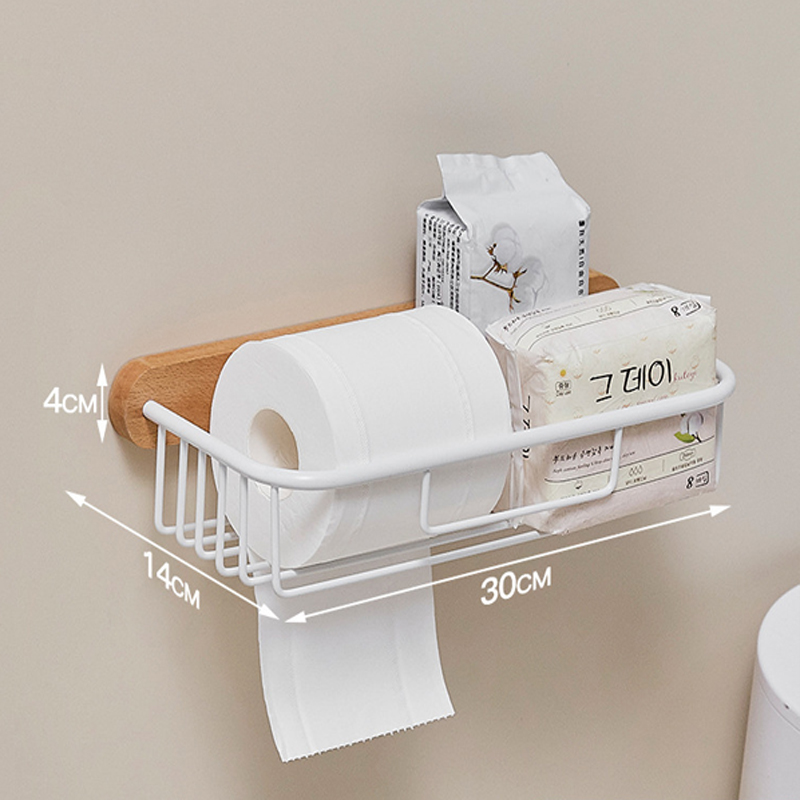 HeMu Solid Wood Tissue Holder Without Punching, Toilet Paper Box, Toilet Phone Storage Rack, Walnut Roll Paper Holder Simple: Blue