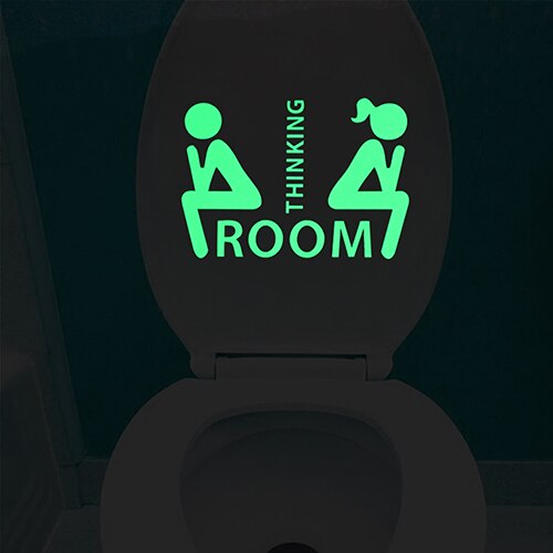 Grappig Denken Kamer Lichtgevende Wc Sticker Cartoon Glow in The Dark Badkamer Sticker Washroom WC Wanddecoratie Sticker Decal: YG