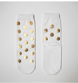 Kid's Toddler Chic Gold Stamping Dots Socks For Boys Girls Golden Polka Dot Printing Socks Children Short Sock Sox For 1-8Y: white / 1Y-3Y
