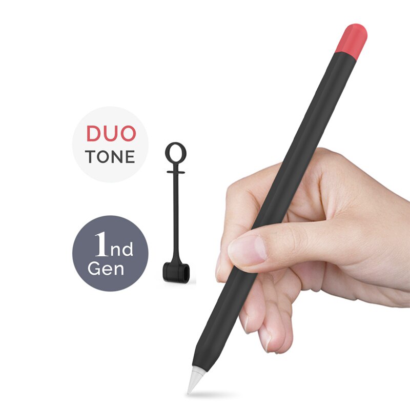 Manchon de protection Ultra-fin en Silicone pour Apple Pencil, 1ère génération, avec capuchon de stylo: Black red