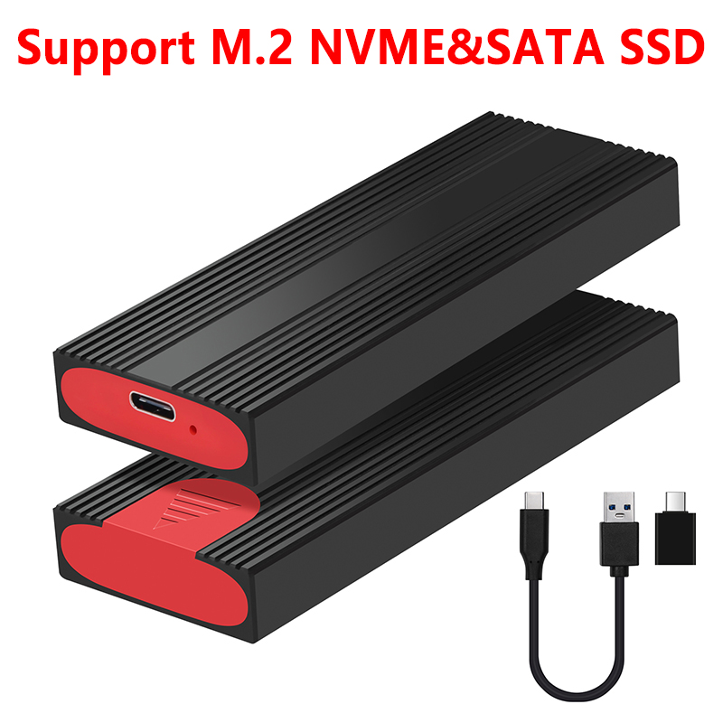 M2 SSD Enclosure M.2 to USB 3.1 Type C External SSD Box Aluminum Case for B+M/M Key 2230 2242 2260 2280 M2 SATA / NVMe PCI-E SSD: WHITE